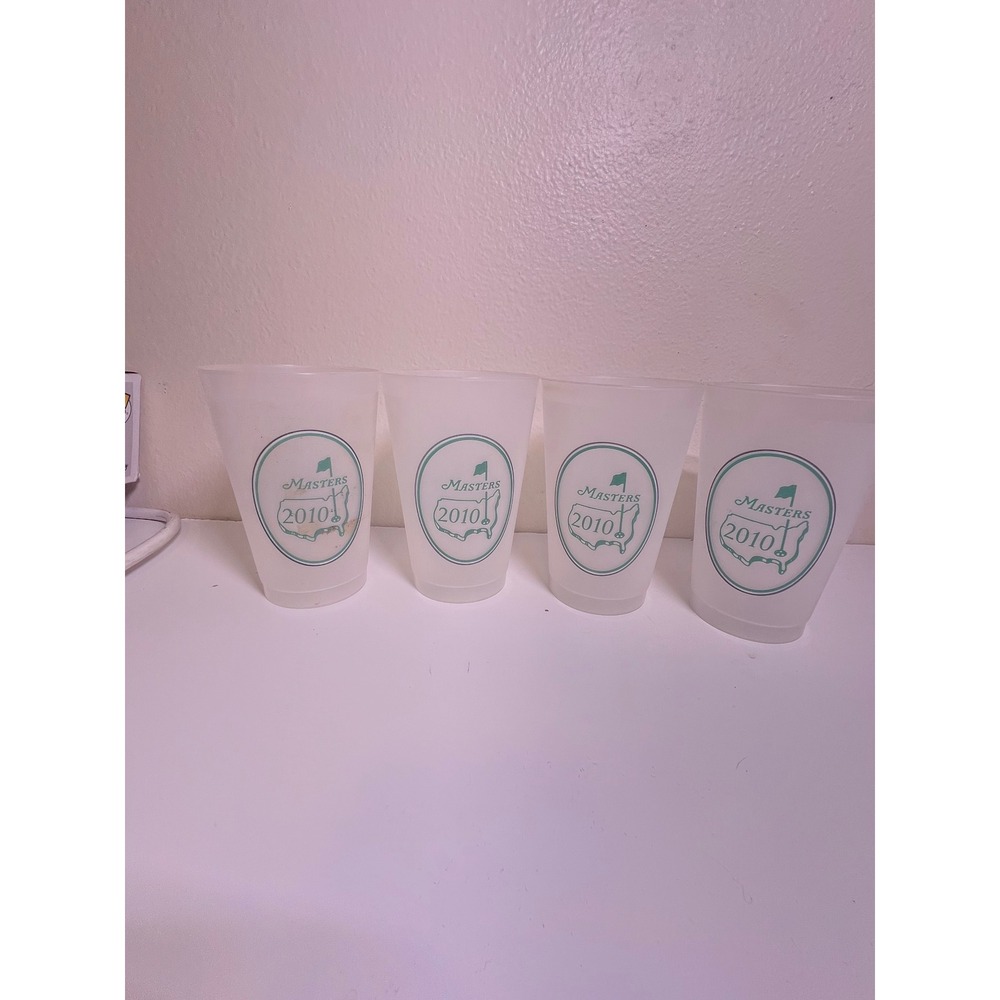 Masters 2010 Souvenir Cups Set‎ of 4 Augusta National Golf Club White Green Logo